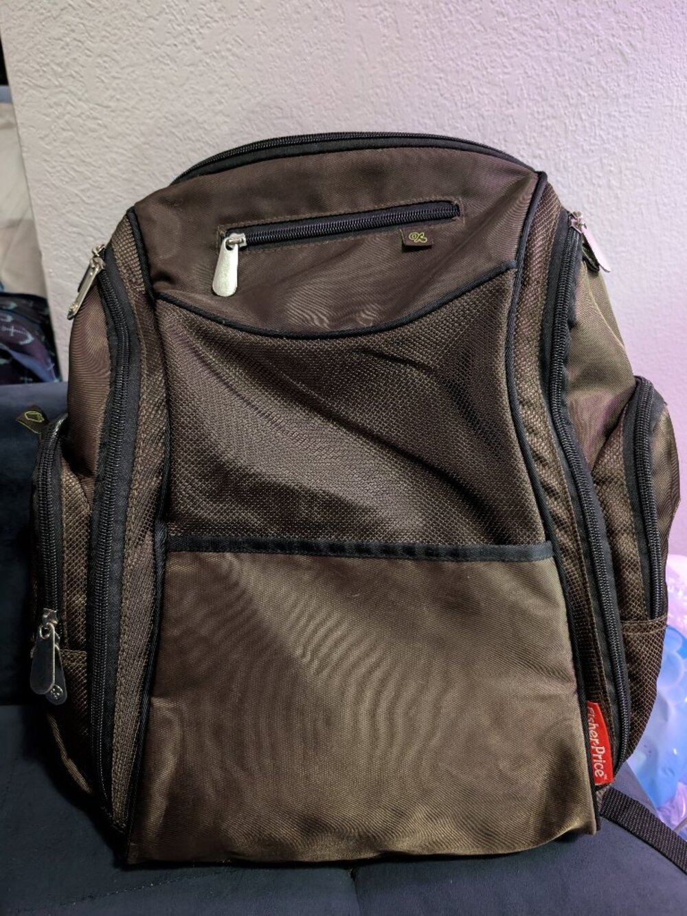 Fisher Price Brown Large/ Diaper Bag/ Backpack 14x11x7.5